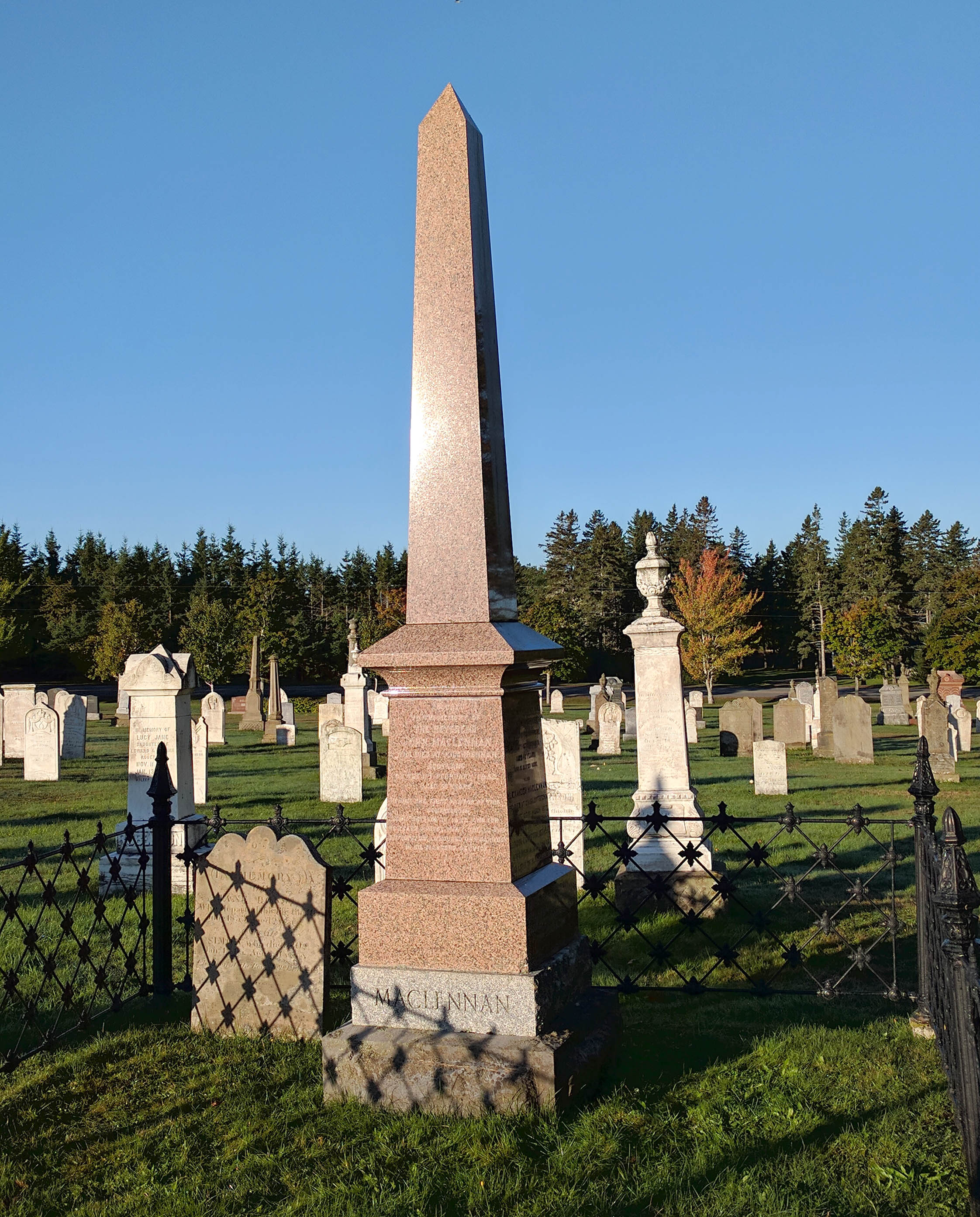 Photo of headstones/John MacLennan memorial d1852 Belfast chyd PEI